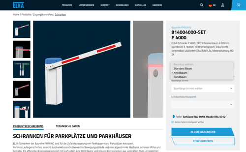 Ansicht des ELKA Konfigurators